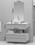 Imagem de Kit gabinete banheiro creta 80cm + cuba sobrepor + espelho branco/cinza