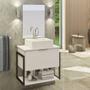 Imagem de Kit Gabinete Banheiro Industrial TECH 60cm Branco Inteiro (gabinete + cuba branca + espelho + ferragem)