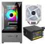 Imagem de Kit Gabinete Gamer Megalon Com Vidro Temperado Suporta Water Cooler e 5  Ventoinhas + Fonte 400W ATX Bivolt + Cooler de Processador Tdp 130W White