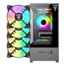 Imagem de Kit Gabinete Gamer Megalon Suporta Até 5 Fans e Water Cooler Com Vidro  Temperado + 4 Cooler Fans Rgb 8 Cores Eurus