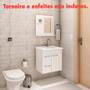 Imagem de Kit Gabinete para Banheiro Suspenso Genova 55cm 1 Porta Branca