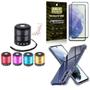 Imagem de Kit Galaxy S21 FE Mini Som Bluetooth + Capa Anti Impacto + Película Vidro 3D - Armyshield