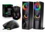 Imagem de Kit Gamer Caixa de Som Torre/Soundbar 12W RMS Led RGB e Mouse Ergonimico 7 Botões 7200 DPI Design Colmeia Led Rainbow