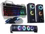 Imagem de Kit Gamer com Teclado Semi Mecânico, Mouse 6 Botões, Caixa de Som Multimídia Torre LED RGB para PC e Notebook