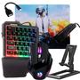 Imagem de Kit Gamer Mobilador  de 1 mão Teclado Mouse 3200 dpi Rgb  P/ Celular