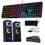 Imagem de Kit Gamer Teclado Mecanico Abnt2 Português Full Size Switch Blue Anti Ghosting e Caixa de Som Tipo Torre/Soundbar 12W Led RGB