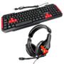 Imagem de Kit Gammer com Fone Headset Gamer Warrior + Teclado Red Keys USB MULTILASER