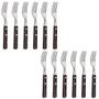 Imagem de Kit Garfos de Mesa Polywood Castanho 12 Peças em Aço Inox Churrasco Cozinha Tramontina