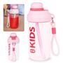 Imagem de Kit Garrafa 660ml Squeeze Rosa com Alca e Canudo + 10 Cubos Gelo Reutilizavel Artificial Mor