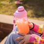 Imagem de Kit Garrafa 660ml Squeeze Rosa com Alca e Canudo + 10 Cubos Gelo Reutilizavel Artificial Mor