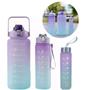 Imagem de Kit Garrafa Motivacional De Agua De 2 Litros 900Ml 300Ml