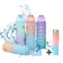 Imagem de Kit Garrafa Motivacional Fitness Antivazamento Squeeze Frases Hora Certa Agua TayDay 1 Litro + meio litro Treino