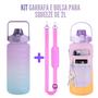 Imagem de Kit Garrafa Squeeze Colorida Degradê Para Água 2 Litros Com Tampa Retrátil + Capa Térmica Lindas Estampas com Porta Celular