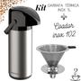 Imagem de Kit Garrafa térmica 1 Litro Inox Verona + Coador de Inox Filtro de café Permanente Unitermi