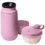 Imagem de Kit Garrafa Térmica 250Ml E Pote 280Ml Com 3 Divisões Rosa