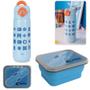 Imagem de Kit Garrafa Termica 480ml Azul em Inox com Alca + Pote de Silicone Retratil com Garfo 700ml Mini Bento Ntk Mor