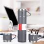 Imagem de Kit Garrafa Termica 500Ml Com 3 Xicaras Dupla Camada Inox