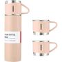 Imagem de Kit Garrafa Termica 500Ml Com 3 Xicaras Dupla Camada Inox
