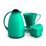 Imagem de Kit Garrafa Termica Café Prático com Açucareiro com Colher e Suporte para Filtro - Verde