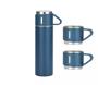 Imagem de Kit Garrafa Térmica Inox  Vacuum Flask Set 3 Xicaras Azul