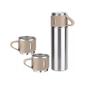 Imagem de Kit Garrafa Térmica Inox  Vacuum Flask Set 3 Xicaras Bege