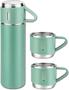Imagem de Kit Garrafa Térmica Inox  Vacuum Flask Set 3 Xicaras Verde