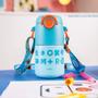 Imagem de Kit Garrafa Termica Kids Azul 500ml Aco Inox Alca e Canudo Silicone + 10 Cubos Gelo Reutilizavel Artificial Mor