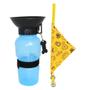 Imagem de Kit Garrafinha Squeeze Azul 600ml Para Cachorros E Coleira M Amarela