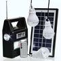 Imagem de Kit Gerador de Energia Solar Rádio FM USB Bluetooth Placa Solar 3 Lampadas Led Lanterna Pow - LUATEK
