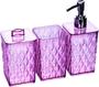 Imagem de Kit Glamour Utensílios De Banheiro 3 Peças Porta Sabonete Cotonete Escova De Dente
