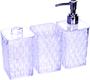 Imagem de Kit Glamour Utensílios De Banheiro 3 Peças Porta Sabonete Cotonete Escova De Dente