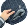 Imagem de Kit Gorro de Frio e Cachecol Estilo Gola - Azul Marinho