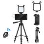 Imagem de Kit Gravação Vlogging Iluminador com Microfone Tripé 1m e Controle Mamen 15-LM