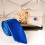 Imagem de Kit gravata mais pulseira para padrinhos de casamento azul royal gravata tecido trabalhado e pulseira madrinha folhada