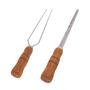 Imagem de Kit Grelha Moeda Inox 60x36 Para Churrasco Cabo Madeira com 