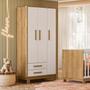 Imagem de Kit Guarda Roupa 3 Portas Infantil  com Cômoda Sapateira Encantado Q01 Freijó Branco Clique Chique