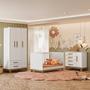 Imagem de Kit Guarda Roupa com Cômoda Sapateira Infantil e Berço Mini Cama Encantado Q01 Branco Clique Chique