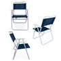 Imagem de Kit Guarda Sol 1,8m Fashion 2 Cadeira Master Azul Aço Dobrável Praia Camping Piscina - Mor