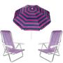 Imagem de Kit Guarda Sol 1,8M Ipanema Pink 2 Cadeira 8 Posição - Lilás
