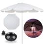 Imagem de Kit Guarda Sol 2 Metros Branco Bagum + Luminaria de 24 Leds Preta Jardim e Area Externa  Bel 