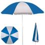Imagem de Kit Guarda-sol Azul e Branco Mor + 4 Cadeiras Reclinaveis de 4 Posicoes em Aco