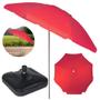 Imagem de Kit Guarda-sol Bagum Praia Vermelho 2m + Base 18 Kg Preto Bel