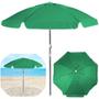 Imagem de Kit Guarda-sol Praia 1,60m Verde + Esteira de Palha com Alca Bel