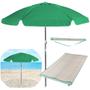 Imagem de Kit Guarda-sol Praia 1,60m Verde + Esteira de Palha com Alca Bel