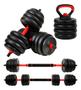 Imagem de Kit Halteres Barra Kettlebell 6 em 1 Peso Musculação até 40kg Ajustável Preto