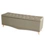 Imagem de Kit Helena Cabeceira De Cama Painel e Calçadeira Baú Casal 140 Cm Suede Bege Eli Móveis e Decoração
