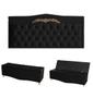 Imagem de Kit Helena Cabeceira De Cama Painel e Calçadeira Baú Queen 160 Cm Suede Preto Eli Móveis e Decoração