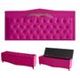 Imagem de Kit Helena Cabeceira De Cama Painel e Calçadeira Baú Queen 160 Cm Suede Rosa Pink Eli Móveis e Decoração