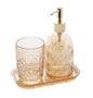 Imagem de Kit Higiene Banheiro 3 Peças De Vidro Com Porta Escova Sabonete Líquido E Saboneteira Paris Lyor