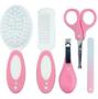 Imagem de Kit Higiene Bebê 5 peças rosa Cortador de unha, Tesoura, Lixa, pente e escova pimpolho